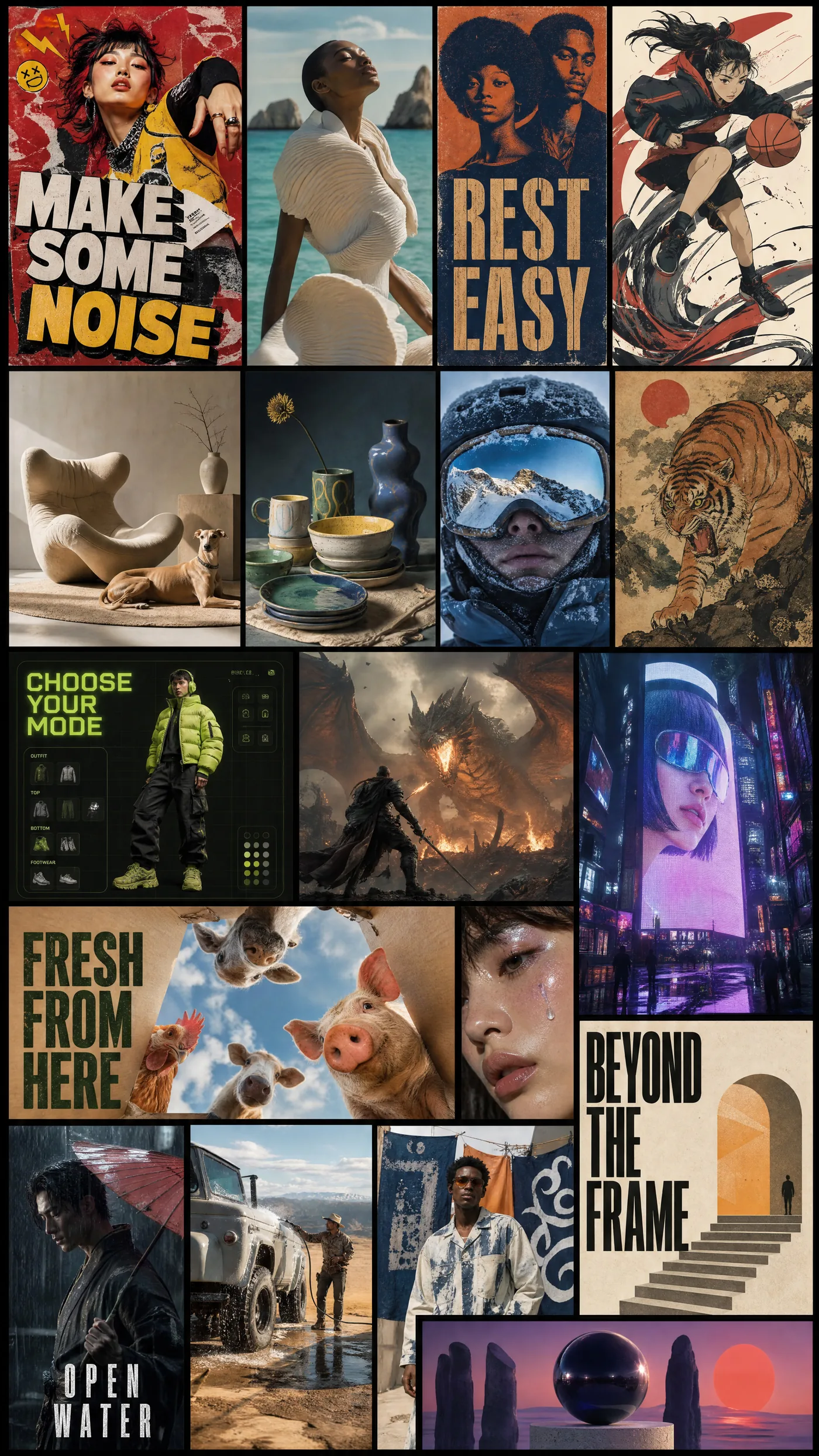 Honey ad test sheet 4, a portrait grid of generated campaign posters.